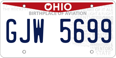 OH license plate GJW5699