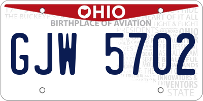 OH license plate GJW5702