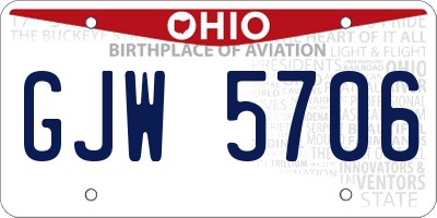 OH license plate GJW5706