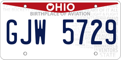 OH license plate GJW5729