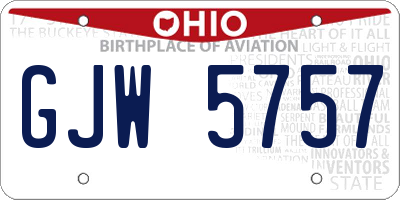 OH license plate GJW5757