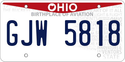 OH license plate GJW5818