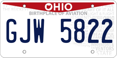 OH license plate GJW5822