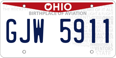 OH license plate GJW5911