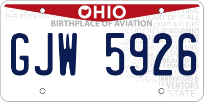 OH license plate GJW5926