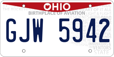 OH license plate GJW5942