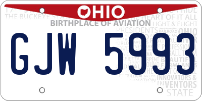 OH license plate GJW5993
