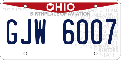 OH license plate GJW6007