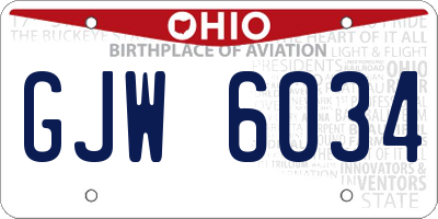 OH license plate GJW6034