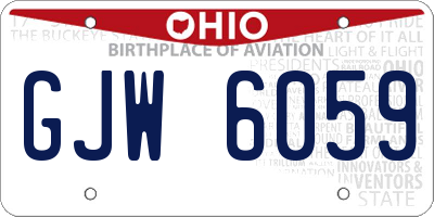OH license plate GJW6059