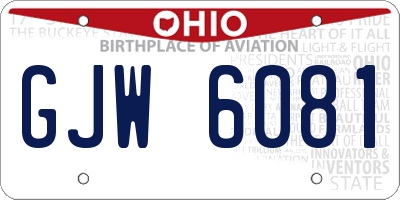 OH license plate GJW6081