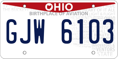 OH license plate GJW6103