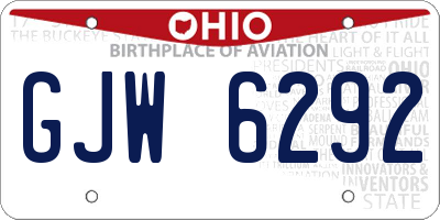 OH license plate GJW6292