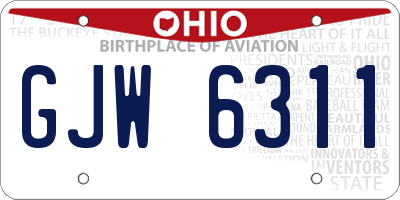 OH license plate GJW6311