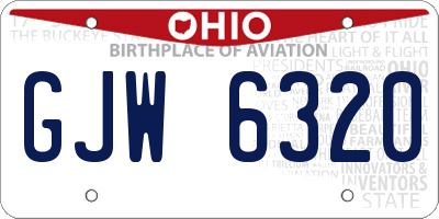 OH license plate GJW6320