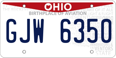 OH license plate GJW6350