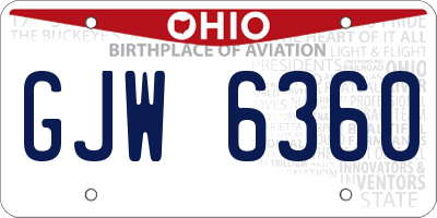 OH license plate GJW6360