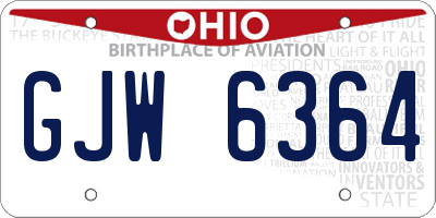OH license plate GJW6364