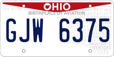 OH license plate GJW6375