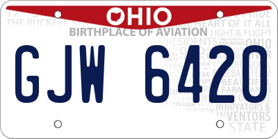 OH license plate GJW6420