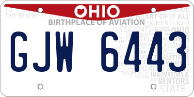 OH license plate GJW6443