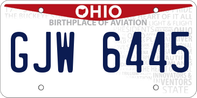 OH license plate GJW6445