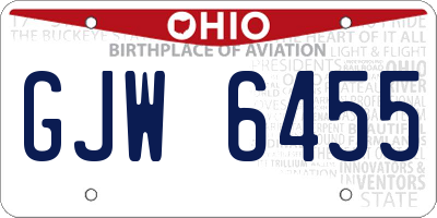 OH license plate GJW6455