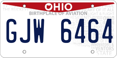 OH license plate GJW6464