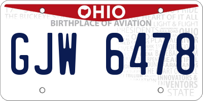 OH license plate GJW6478