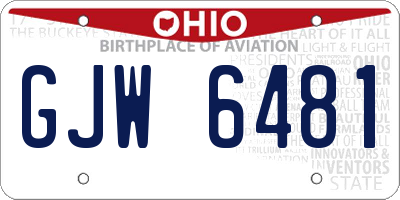 OH license plate GJW6481