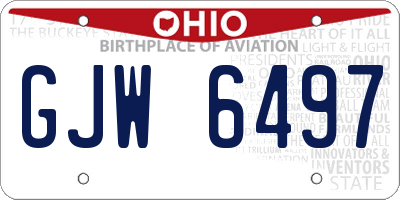 OH license plate GJW6497