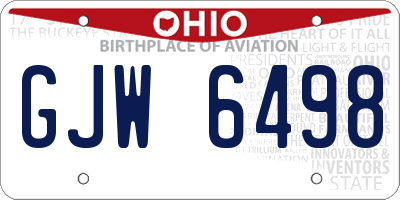 OH license plate GJW6498