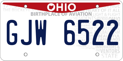 OH license plate GJW6522