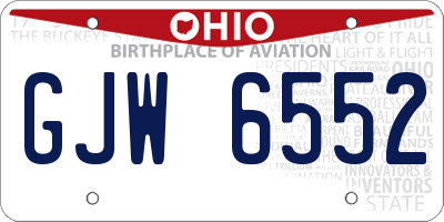 OH license plate GJW6552