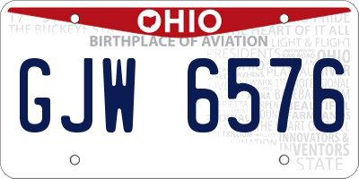 OH license plate GJW6576