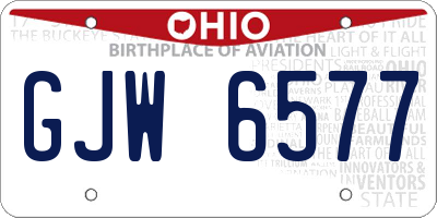 OH license plate GJW6577