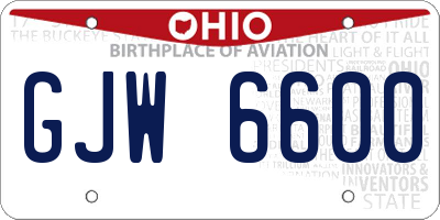 OH license plate GJW6600