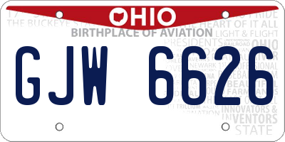 OH license plate GJW6626