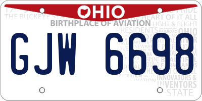 OH license plate GJW6698