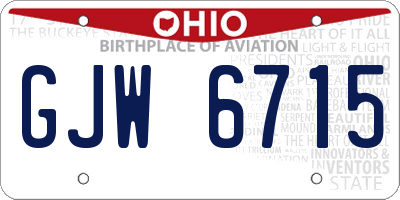 OH license plate GJW6715