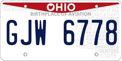 OH license plate GJW6778
