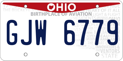 OH license plate GJW6779