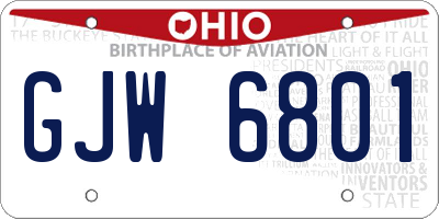 OH license plate GJW6801