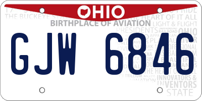 OH license plate GJW6846