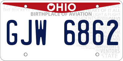 OH license plate GJW6862
