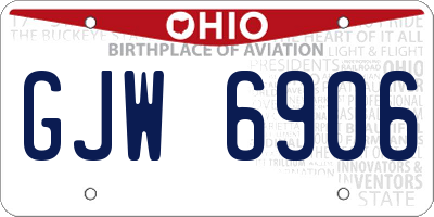 OH license plate GJW6906