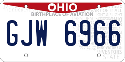 OH license plate GJW6966
