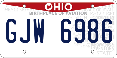OH license plate GJW6986