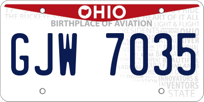 OH license plate GJW7035