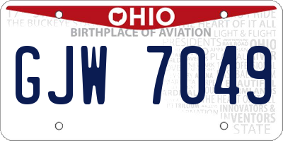 OH license plate GJW7049